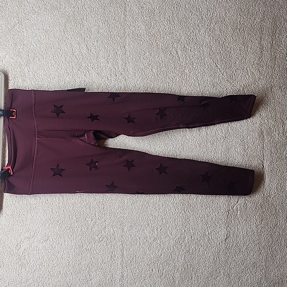 The Warmup Maroon Star Patern‎ Leggings Jessica Simpson